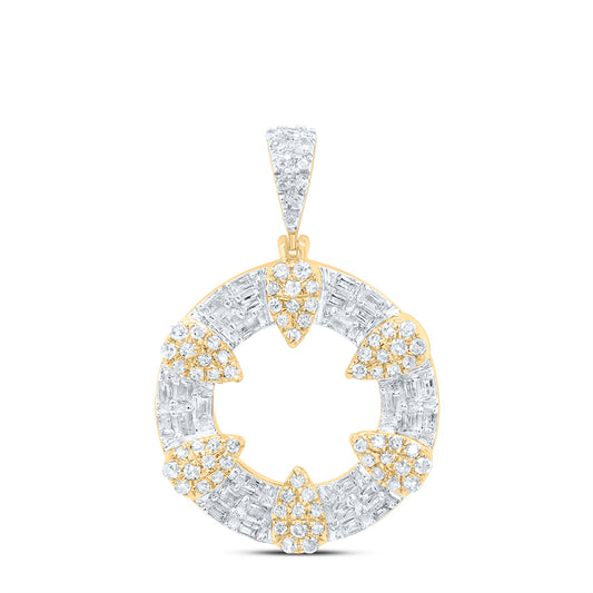 0.49 Ctw Natural Diamond Open Circle Fashion Pendant in 10k Yellow Gold