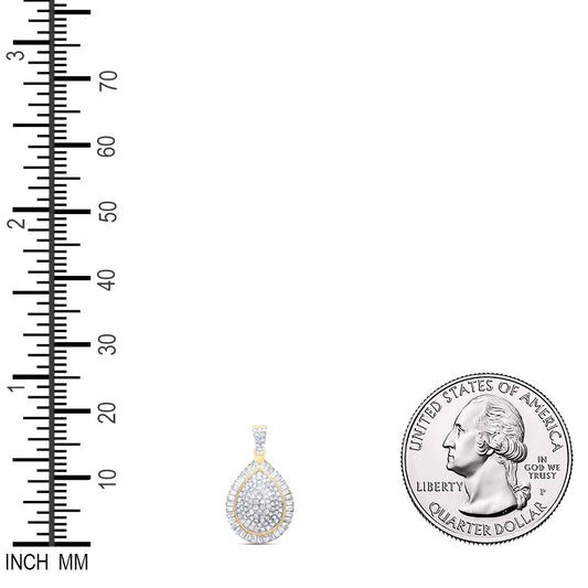 0.63 Ctw Natural Diamond Cluster Teardrop Pendant in 10k Yellow Gold