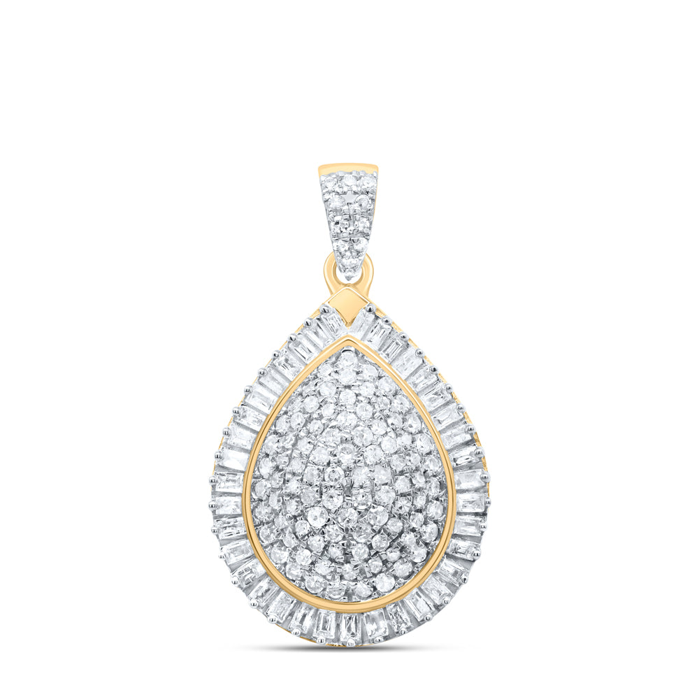 0.63 Ctw Natural Diamond Cluster Teardrop Pendant in 10k Yellow Gold