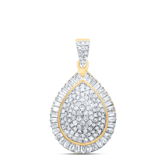 0.63 Ctw Natural Diamond Cluster Teardrop Pendant in 10k Yellow Gold