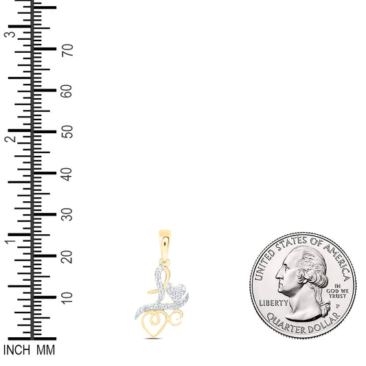 0.14 Ctw Natural Diamond Heart Love Gift Pendant in 10k Yellow Gold
