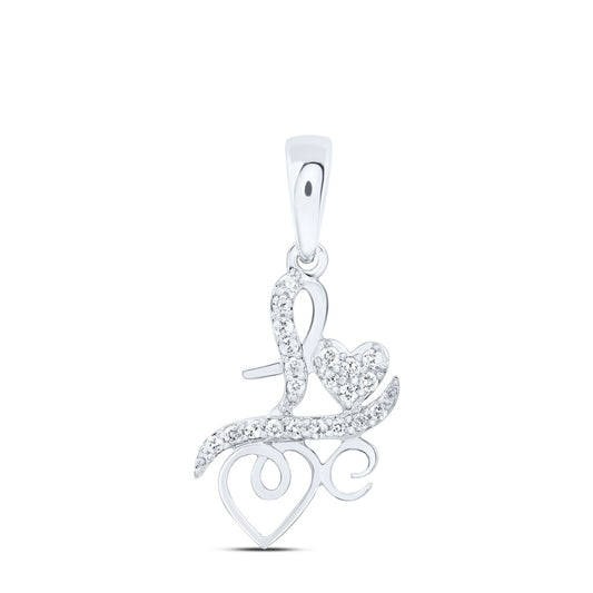 0.15 Ctw Natural Diamond Heart Love Gift Pendant in 10k White Gold