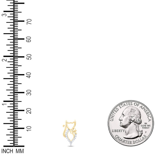 0.06 Ctw Natural Diamond Cat Fashion  Gift Pendant in 10k Yellow Gold