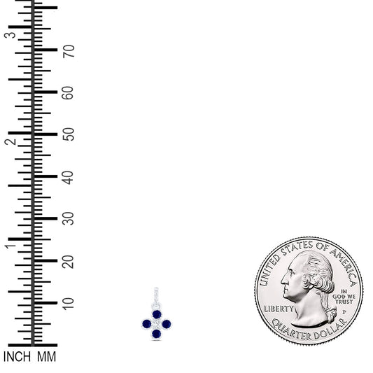 0.27 Ctw Natural Diamond Blue Stone Flower Pendant in 14k White Gold