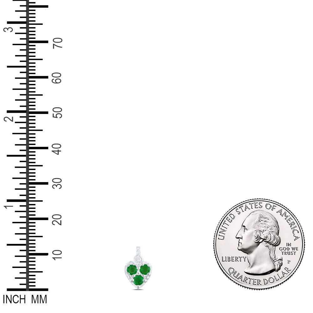 0.32 Ctw Natural Diamond Heart Green Diamond Pendant in 14k White Gold