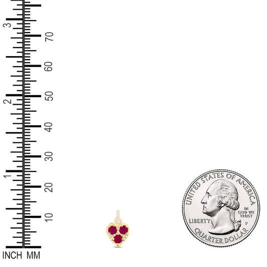 0.48 Ctw Natural Diamond Heart Red Diamond Pendant in 14k Yellow Gold