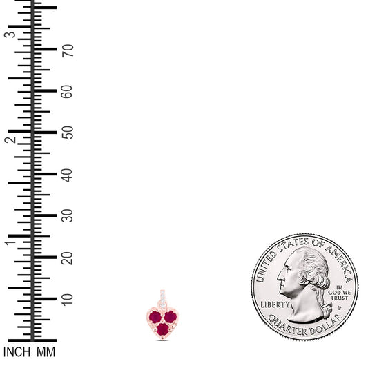 0.46 Ctw Natural Diamond Heart Red Diamond Pendant in 14k Rose Gold