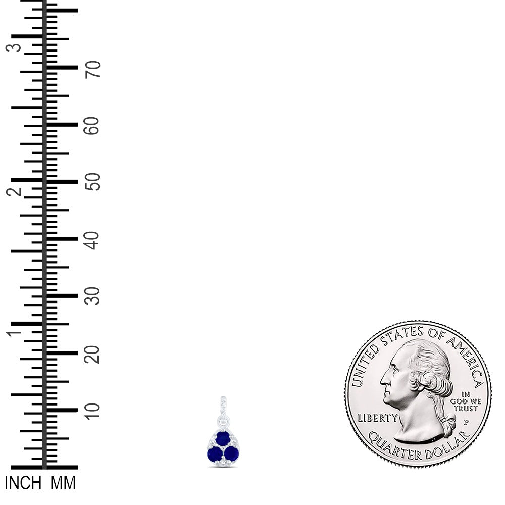 0.36 Ctw Natural Diamond Teardrop Blue Pendant in 14k White Gold