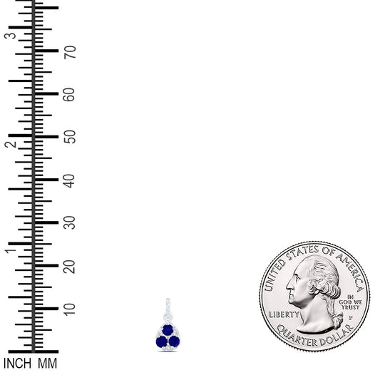 0.36 Ctw Natural Diamond Teardrop Blue Pendant in 14k White Gold