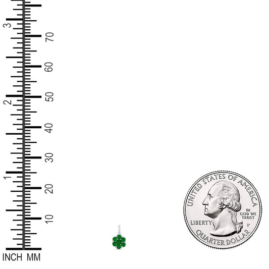 0.55 Ctw Natural Diamond Flower Green Pendant in 14k White Gold