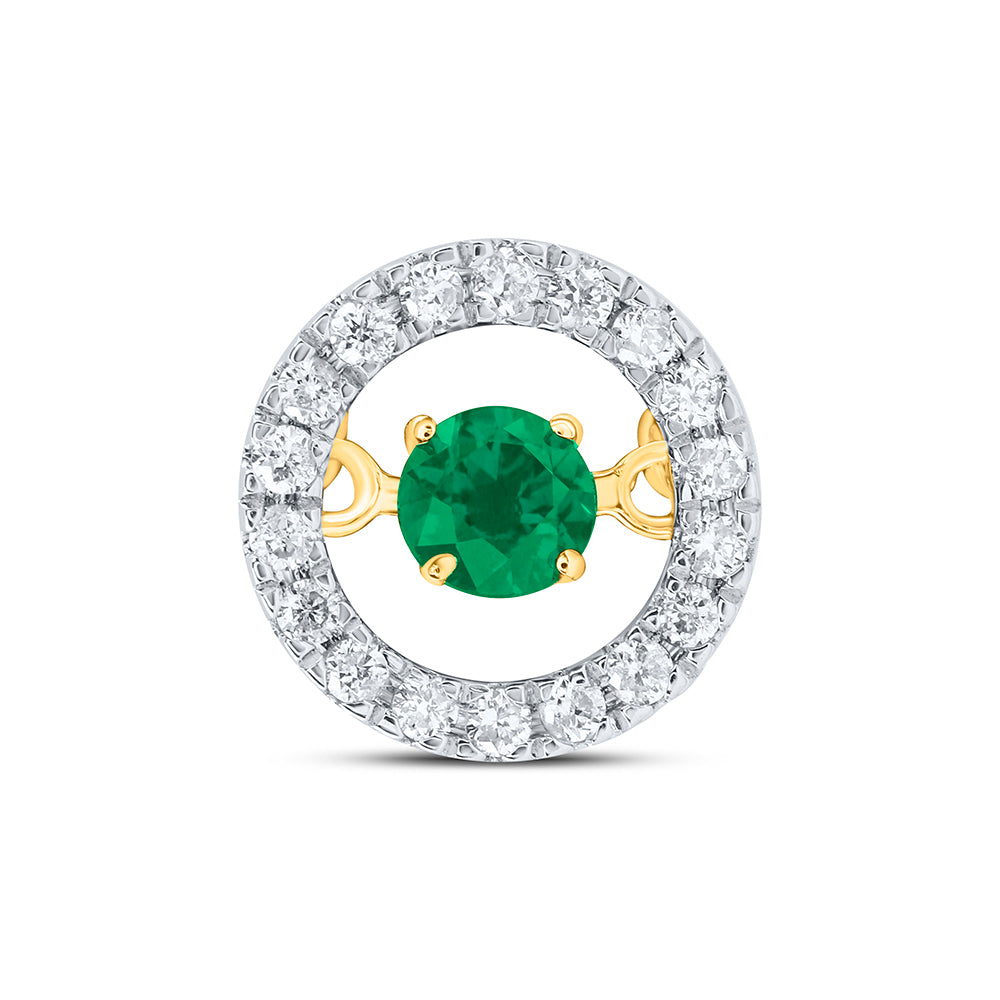 0.22 Ctw Natural Diamond Green Center Round Pendant in 10k Yellow Gold