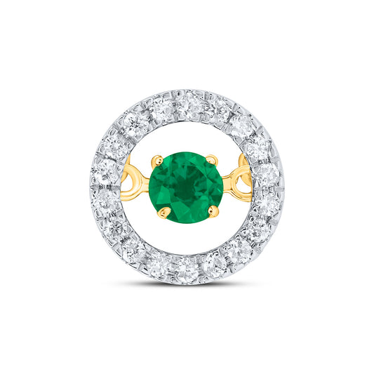 0.22 Ctw Natural Diamond Green Center Round Pendant in 10k Yellow Gold