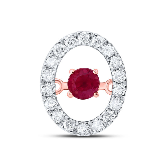 0.28 Ctw Natural Diamond Center Red Pendant in 10k Rose Gold