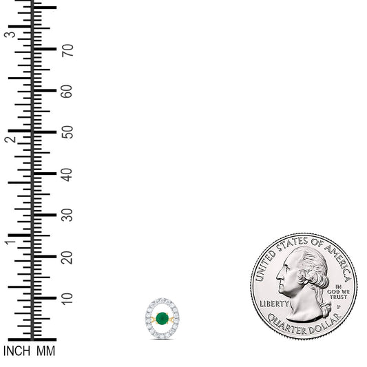 0.26 Ctw Natural Diamond Center Green Pendant in 10k Yellow Gold