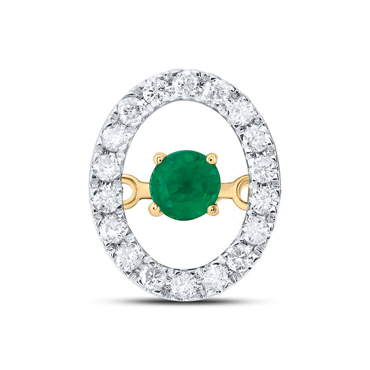 0.26 Ctw Natural Diamond Center Green Pendant in 10k Yellow Gold