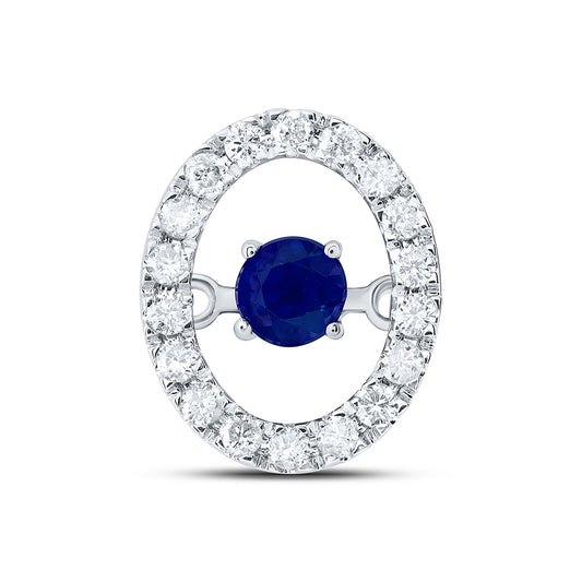 0.27 Ctw Natural Diamond Center Blue Pendant in 10k White Gold