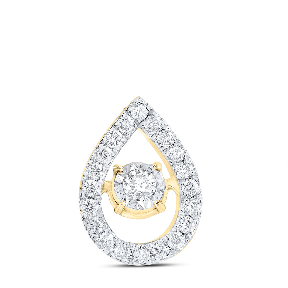 0.16 Ctw Natural Diamond Teardrop Center Pendant in 10k Yellow Gold