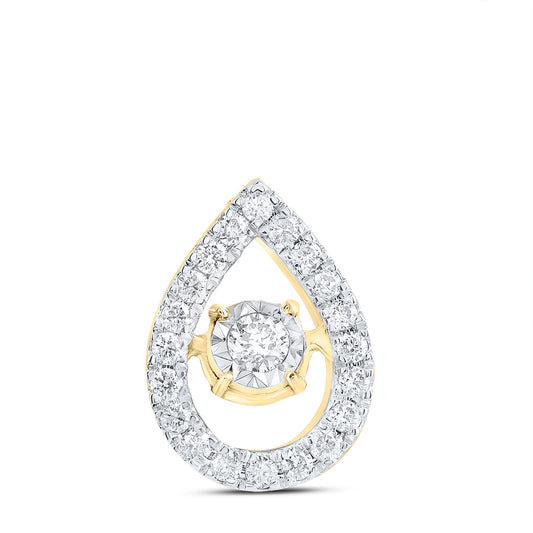 0.16 Ctw Natural Diamond Teardrop Center Pendant in 10k Yellow Gold