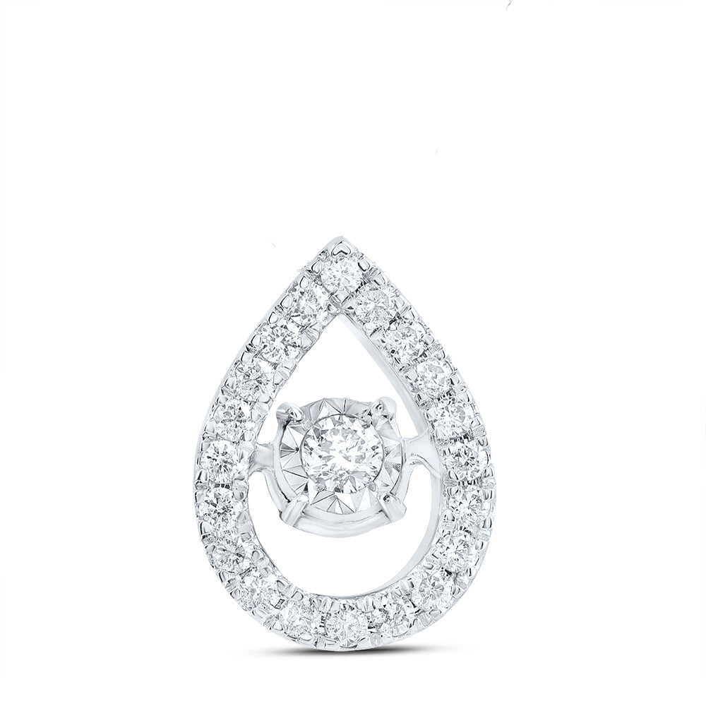 0.16 Ctw Natural Diamond Teardrop Center Pendant in 10k White Gold