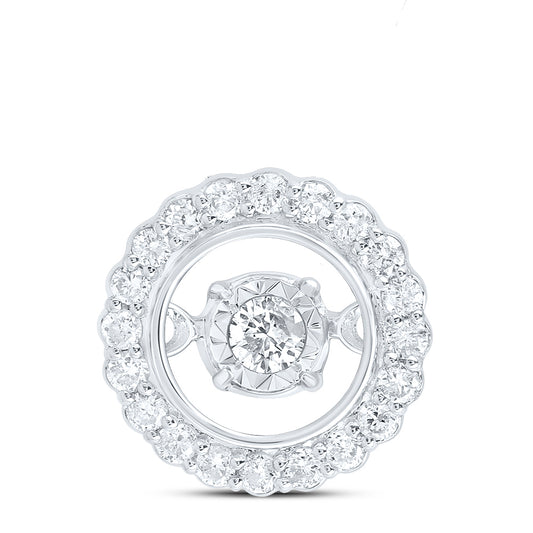 0.19 Ctw Natural Diamond Round Center Pendant in 10k White Gold
