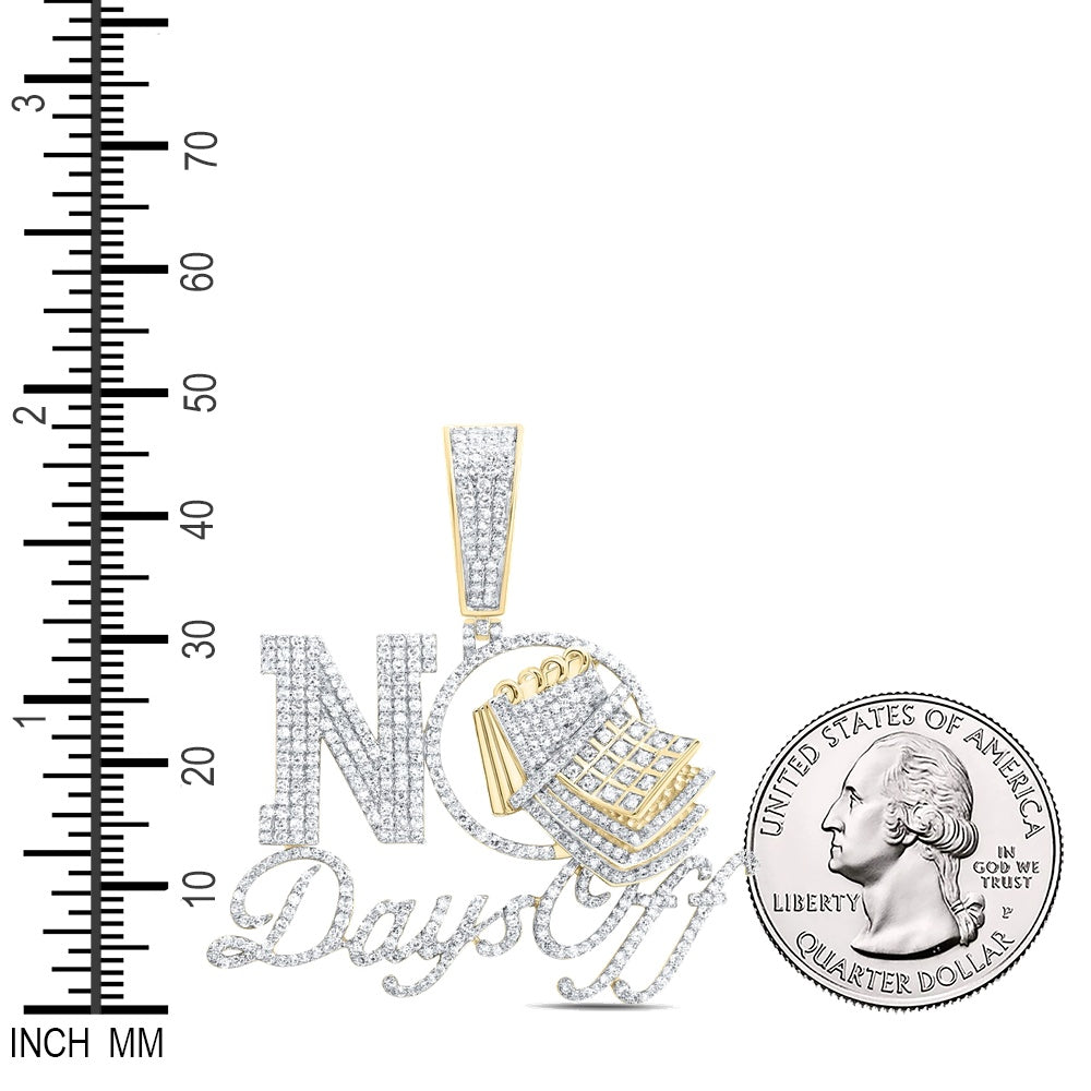 1.79 Ctw Natural Diamond No Days Off Nameplate Pendant in 10k Yellow Gold