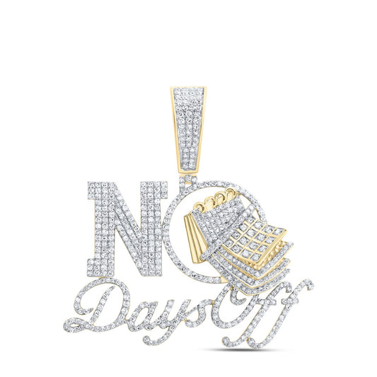 1.79 Ctw Natural Diamond No Days Off Nameplate Pendant in 10k Yellow Gold