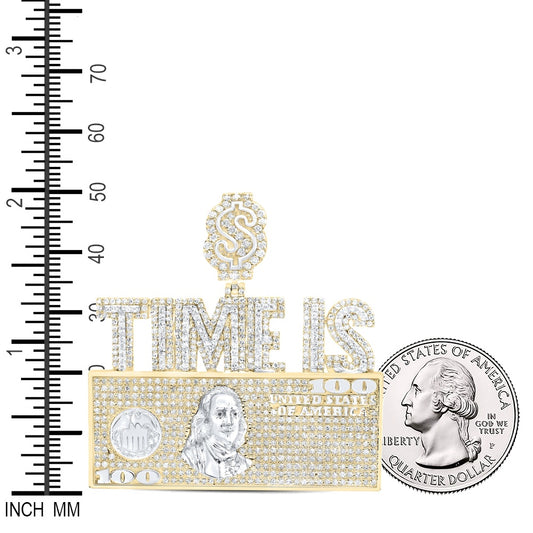 2.36 Ctw Natural Diamond Time Is Money 100 Hundred Bill Dollar Pendant in 10K Yellow White