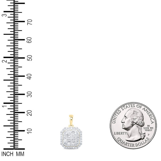 0.88 Ctw Natural Diamond Octagone Gift Pendant in 14k Yellow Gold