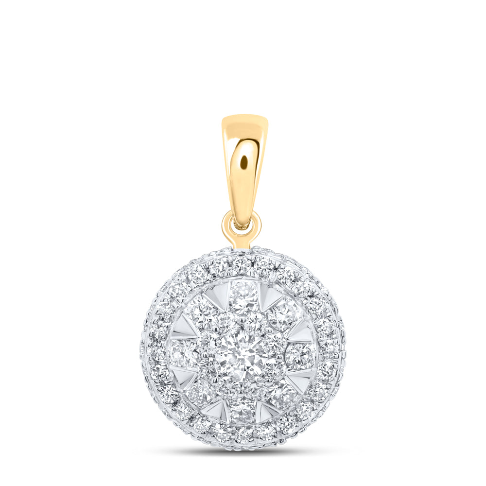 0.49 Ctw Natural Diamond Fashion Gift Round Shaped Pendant in 14k Yellow Gold