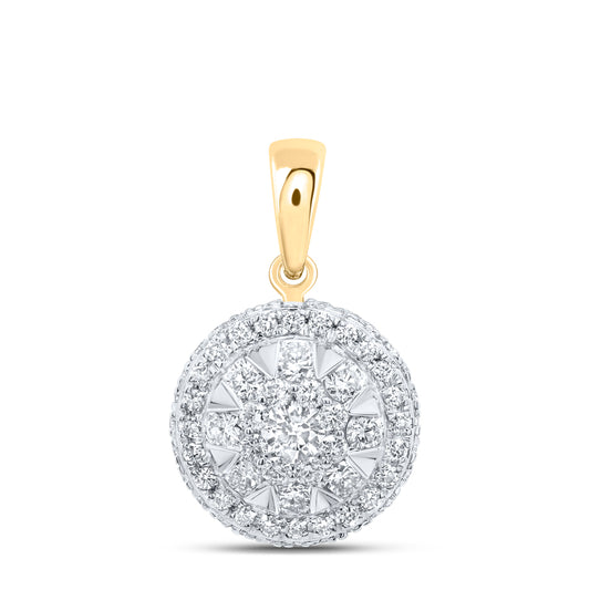0.49 Ctw Natural Diamond Fashion Gift Round Shaped Pendant in 14k Yellow Gold
