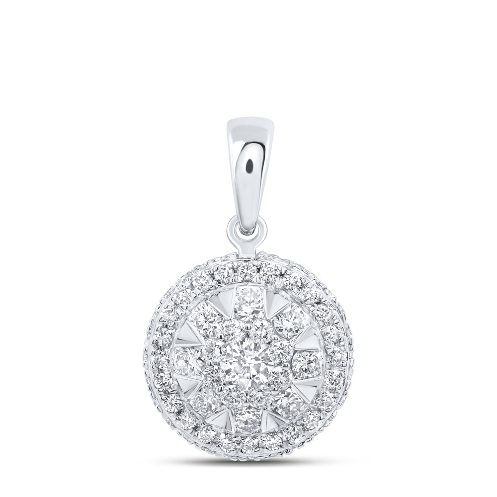 0.49 Ctw Natural Diamond Fashion Gift Round Shaped Pendant in 14k White Gold
