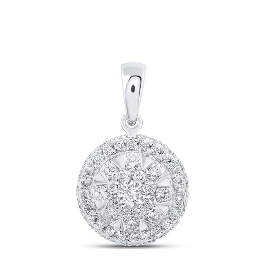 0.49 Ctw Natural Diamond Fashion Gift Round Shaped Pendant in 14k White Gold