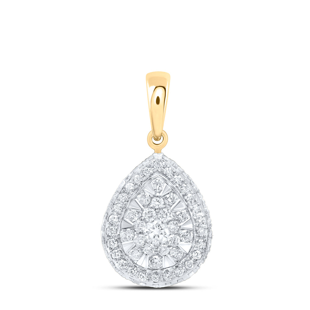 0.51 Ctw Natural Diamond Teardrop Gift Pendant in 14k Yellow Gold