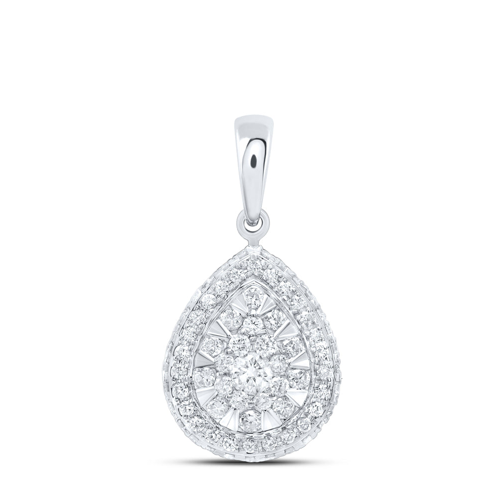 0.5 Ctw Natural Diamond Teardrop Gift Pendant in 14k White Gold
