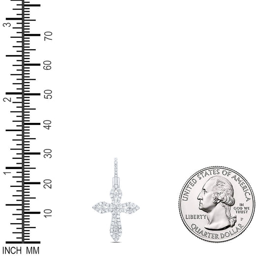 0.4 Ctw Natural Diamond Cross Religious Pendant in 10k White Gold