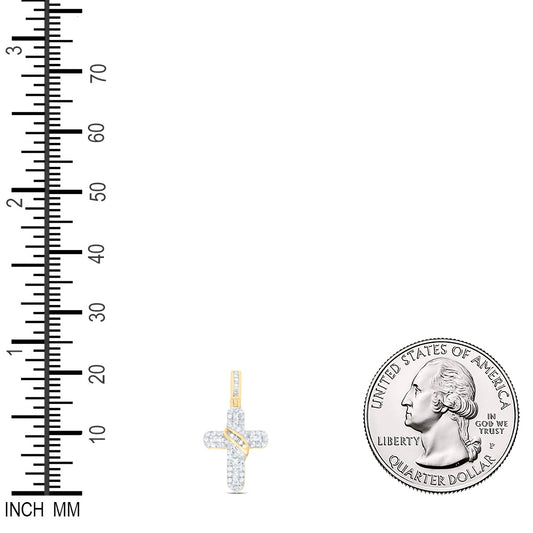 0.52 Ctw Natural Diamond Hiphop Cross Religious Pendant in 10k Yellow Gold