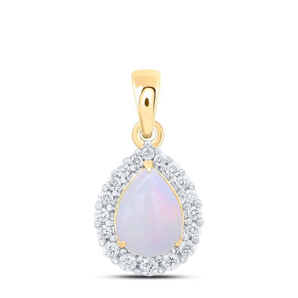 0.85 Ctw Natural Diamond Teardrop Gift Pendant in 10k Yellow Gold