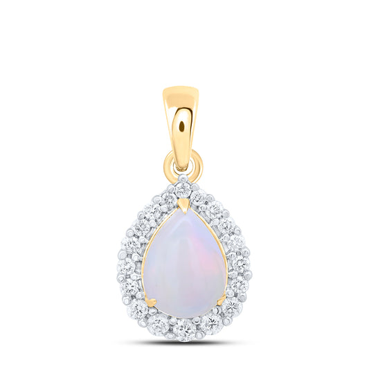 0.85 Ctw Natural Diamond Teardrop Gift Pendant in 10k Yellow Gold