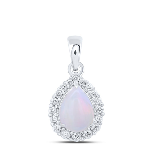 0.92 Ctw Natural Diamond Teardrop Gift Pendant in 10k White Gold