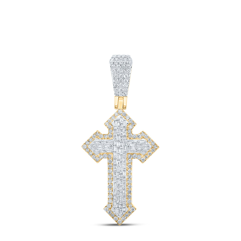 2.83 Ctw Natural Diamond Hiphop Cross Religious Pendant in 10k Yellow Gold