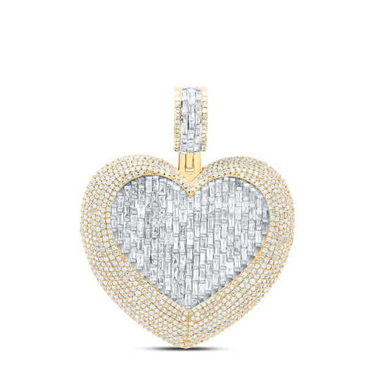 3.98 Ctw Natural Diamond Cluster Heart Pendant in 10k Yellow Gold