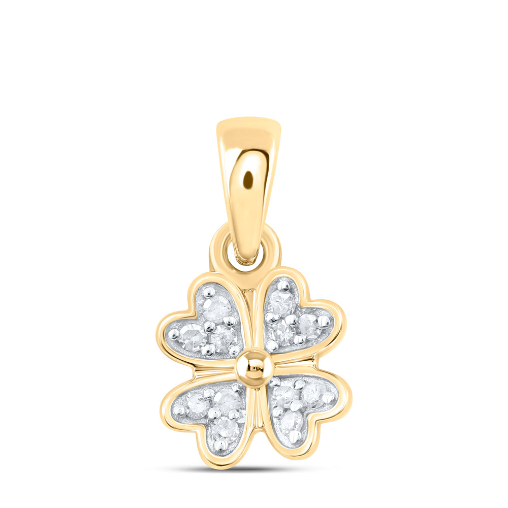 0.08 Ctw Natural Diamond Four Hearts Flower Pendant in Yellow-tone Sterling