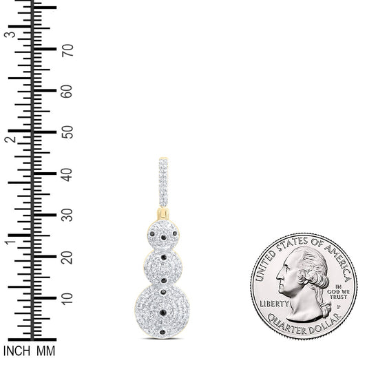1.14 Ctw Natural Diamond Snowman Pendant in 10k Yellow Gold