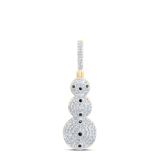 1.14 Ctw Natural Diamond Snowman Pendant in 10k Yellow Gold