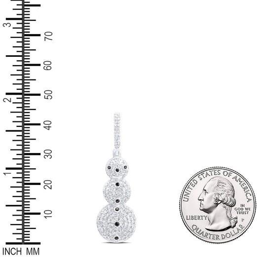 1.12 Ctw Natural Diamond Snowman Pendant in 10k White Gold