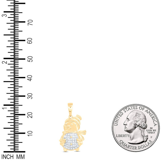 0.21 Ctw Natural Diamond Snowman Pendant in 10k Yellow Gold