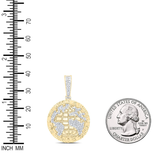 0.47 Ctw Natural Diamond The World Is Yours Globe World Pendant in 10k Yellow Gold