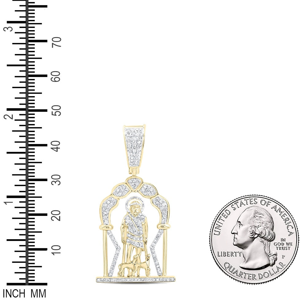 0.72 Ctw Natural Diamond Saint Lazarus Pendant in 10k Yellow Gold