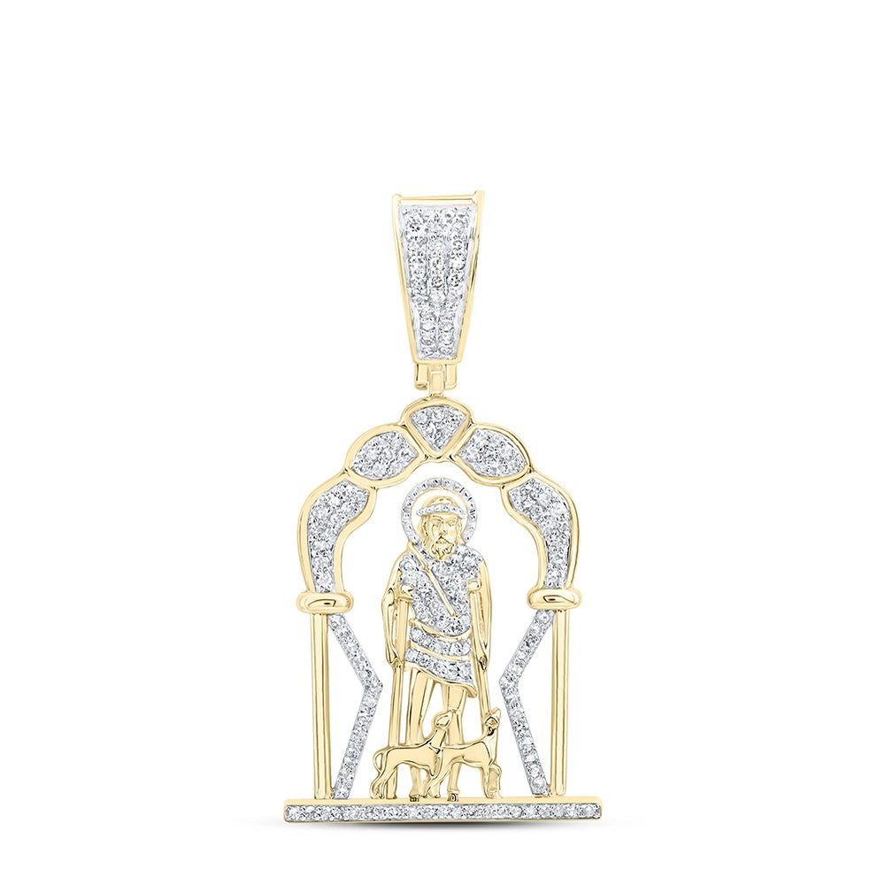 0.72 Ctw Natural Diamond Saint Lazarus Pendant in 10k Yellow Gold
