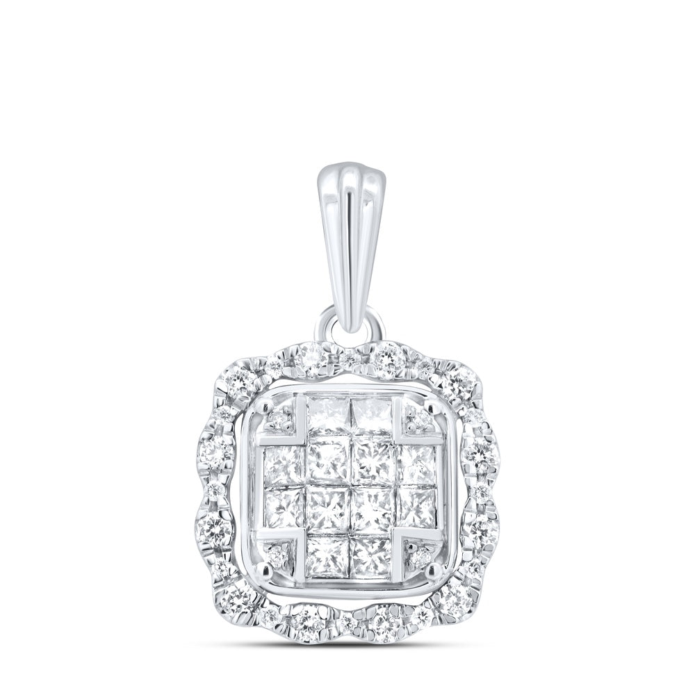 0.59 Ctw Natural Diamond Gift Pendant in 14k White Gold